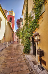 narrow street in Saint Tropez, France