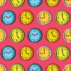retro clock seamless pattern