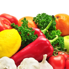 fruits and vegetables isolated on white background