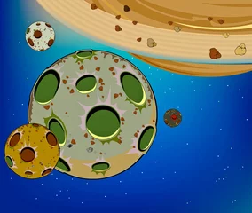 Tableaux ronds sur plexiglas Cosmos Planète dans le vecteur de dessin animé de l& 39 univers