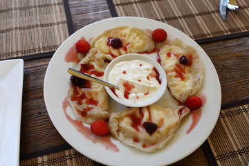 Ukrainian varenyky as dessert