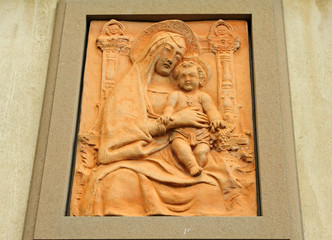Madonna with Child, terracotta relief, Tuscany, Italy, Europe