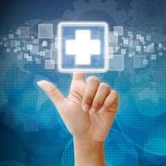 Hand press on First Aid icon