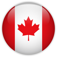 Obraz premium Canada Flag Glossy Button