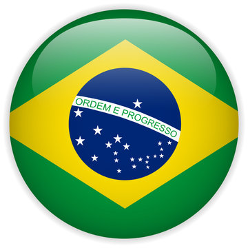 Brazil Flag Glossy Button