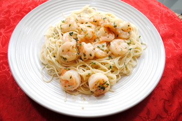 Plate of Pasta and Shrimp Scampi