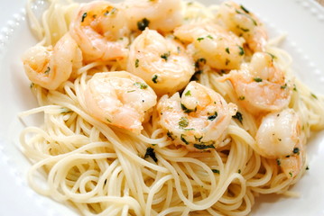 Garlic Shrimp on Spaghetti