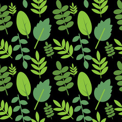Foliage seamless pattern on black