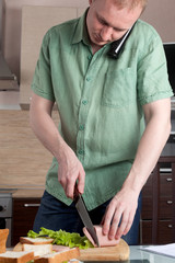 Mature man preparing a meal