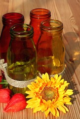 herbstliche Glasvasen mit schönem Kontrast