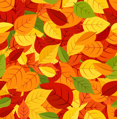 Naklejka na ściany i meble Jednolite wzór z kolorowych liści jesienią. Wektor EPS 8.
