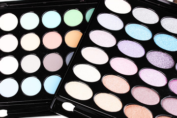 Bright eye shadows close-up