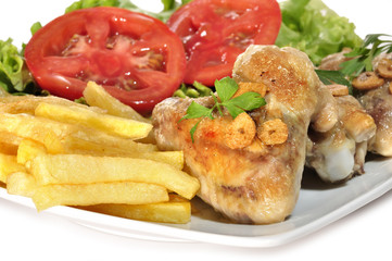 Detalle de plato de alas de pollo.