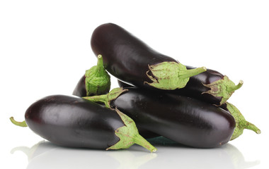 Fresh eggplants isolated on white