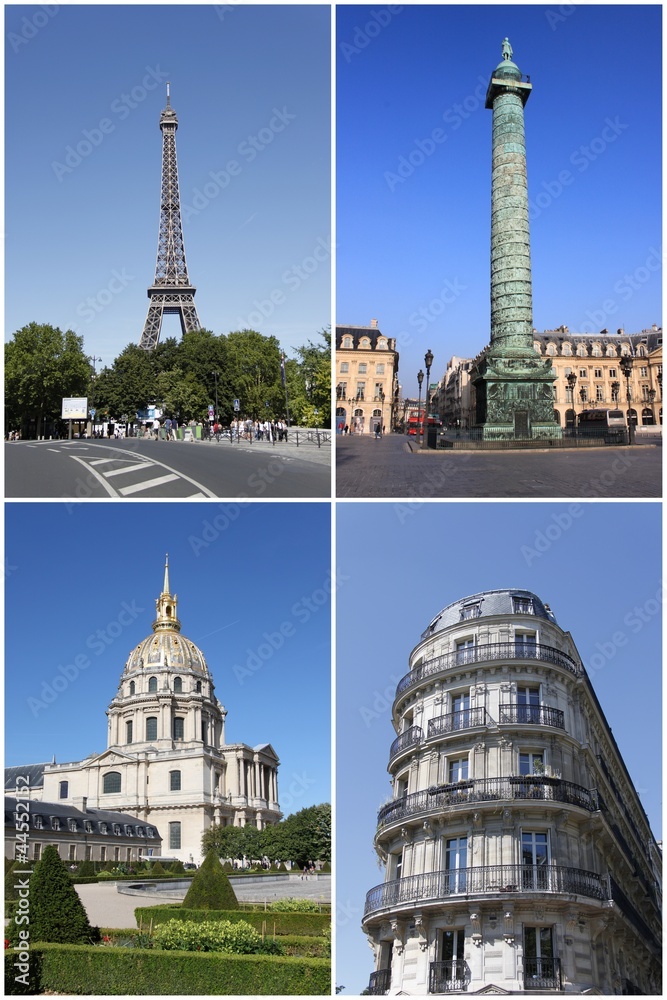 Sticker Paris, carte postale en 4 photos