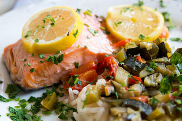 grilled salmon and rice