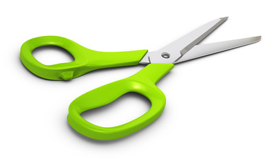 green plastic scissors, ciseaux