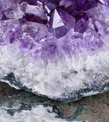 purple rough amethyst crystals,amethyst druse close-up