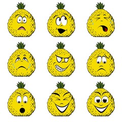 Ananas mit lustgen Gesichtern