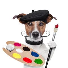 Printed roller blinds Crazy dog painter artist dog