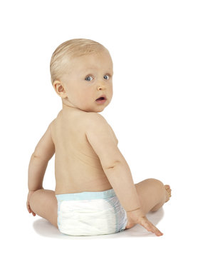 Baby Sitting turned around on white background