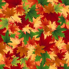 Naklejka na ściany i meble Seamless background of autumnal leaves