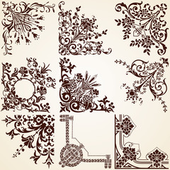 Decorative Corners , vector set of various vintage calligraphic