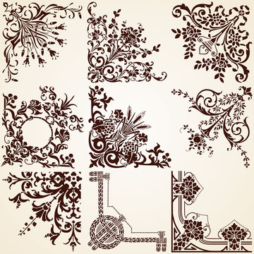 Decorative Corners , vector set of various vintage calligraphic