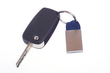 car key with a metal key chain