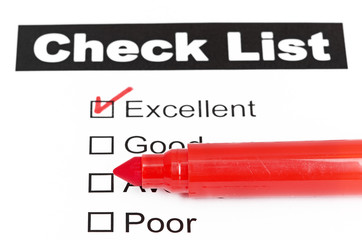 Obraz premium Tick placed in excellent checkbox on customer