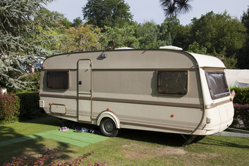 old caravan on the camping
