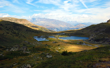 Mountains lakes in French Alps. Massif Taillefer.