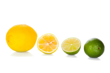 Lemon and Lime isolated on white