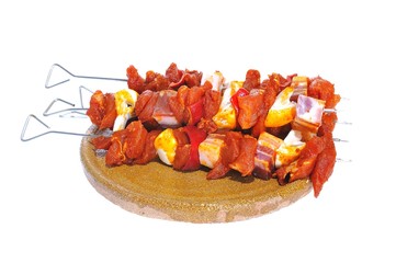 Isolated pork kebabs.