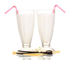 Vanilla milk shakes isolated on white