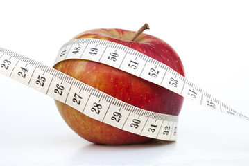 Red apple and centimeter