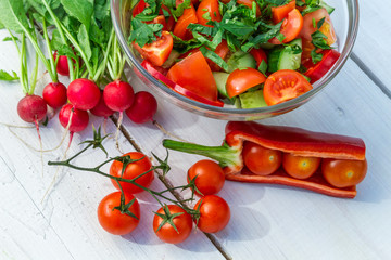 Fresh vegetables in sunny garden
