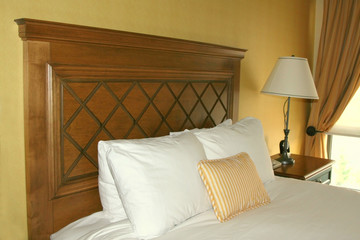 Headboard and pillows in a room