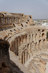 Panoramic view of the amphitheater of El Djem in Tunisia