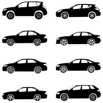 cars silhouette set