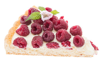 Piece of Raspberry Tart on white