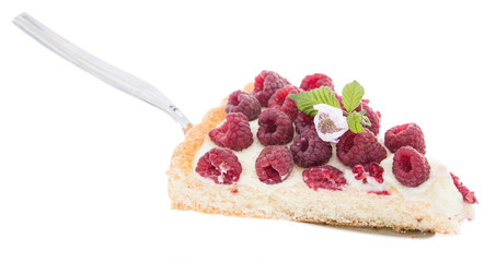 Raspberry Tart on lifter against white
