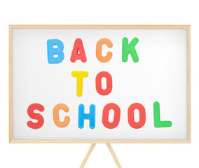 Back to school sign on magnetic board