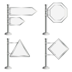Obraz premium Set Poles with Traffic Signs