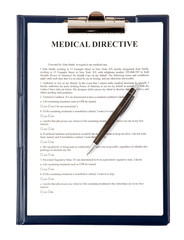 Medical directive document in a clipboard