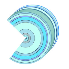 3d curved abstract shape in blue on white