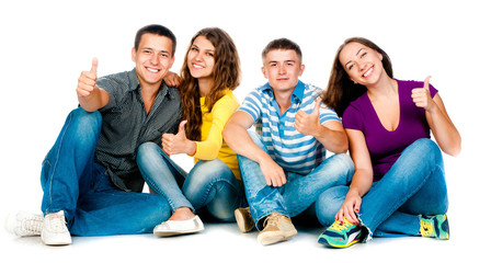 group of young people with thumbs up