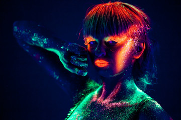 Woman's face with bodyart
