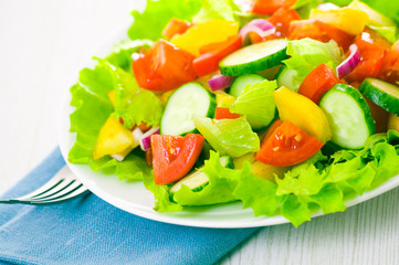 fresh vegetable salad on plate