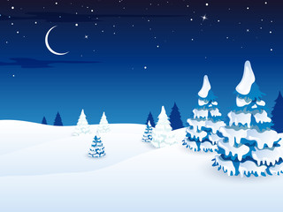 Vector Illustration of a Winter Landscape